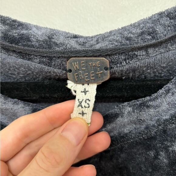 We the Free Crushed Velvet Sweatshirt in Gray - Size XS - Picture 5 of 7